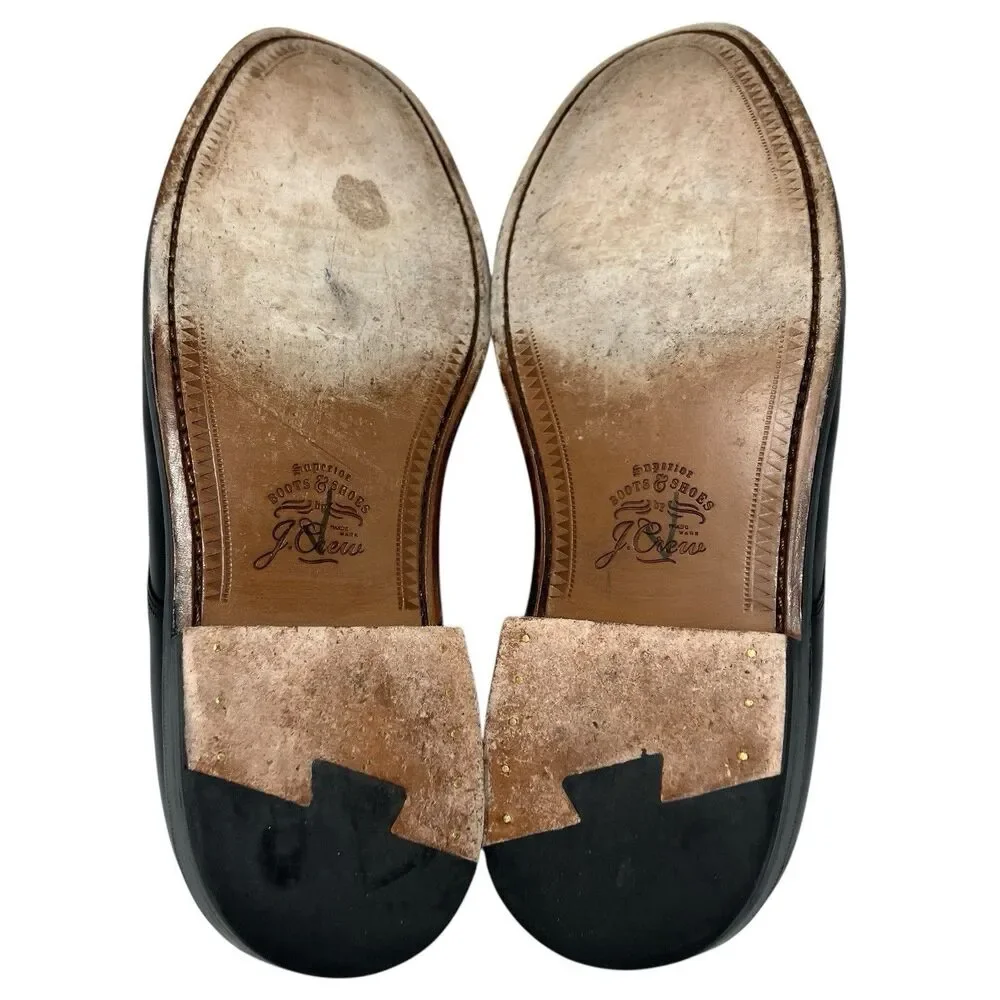 J.Crew Ludlow Mens 11.5 Black Leather Derby Shoes Old‎ Money Preppy Euro Summer